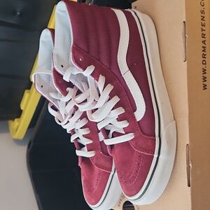 Burgundy Suede high top Vans